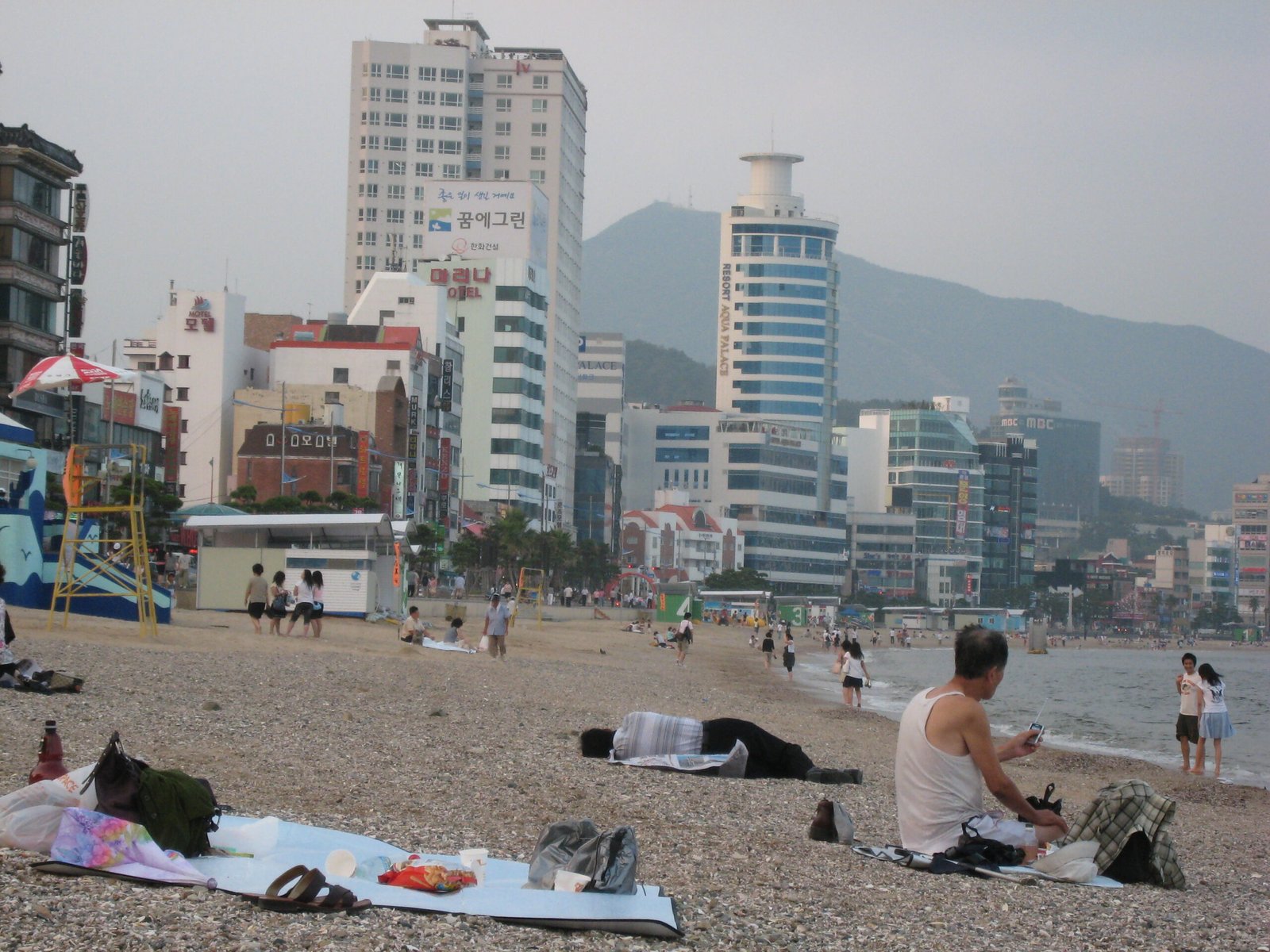 Busan beach in South Korea, photographed in 2007.