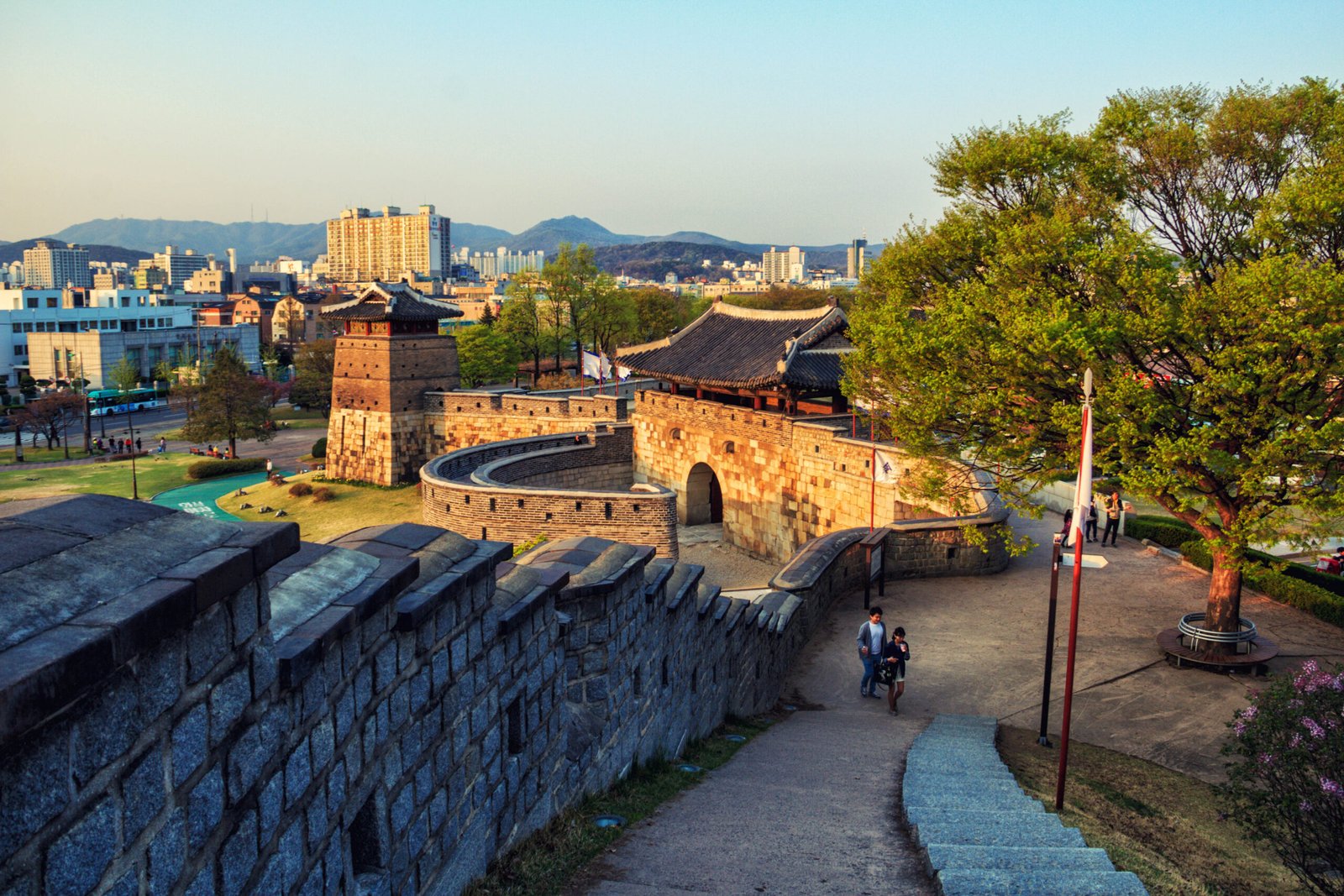 Hwaseomun Gate, part of Suwon Hwaseong Fortress, photographed in 2017