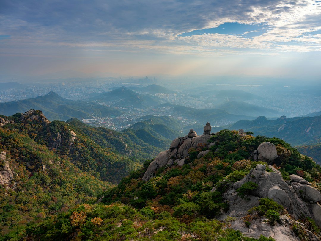 Rocky Munsu Peak viewpoint in Bukhansan National Park, South Korea