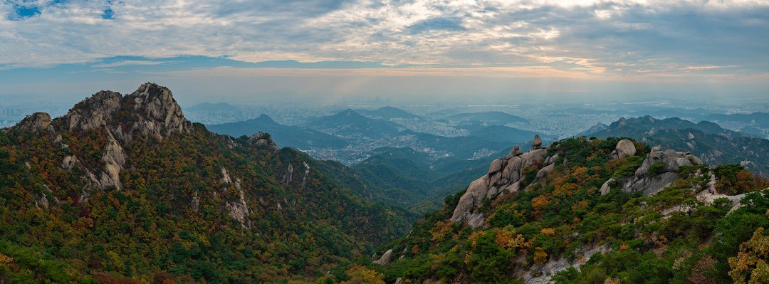 Seoul mountain panorama from Munsubong Peak, Bukhansan, South Korea
